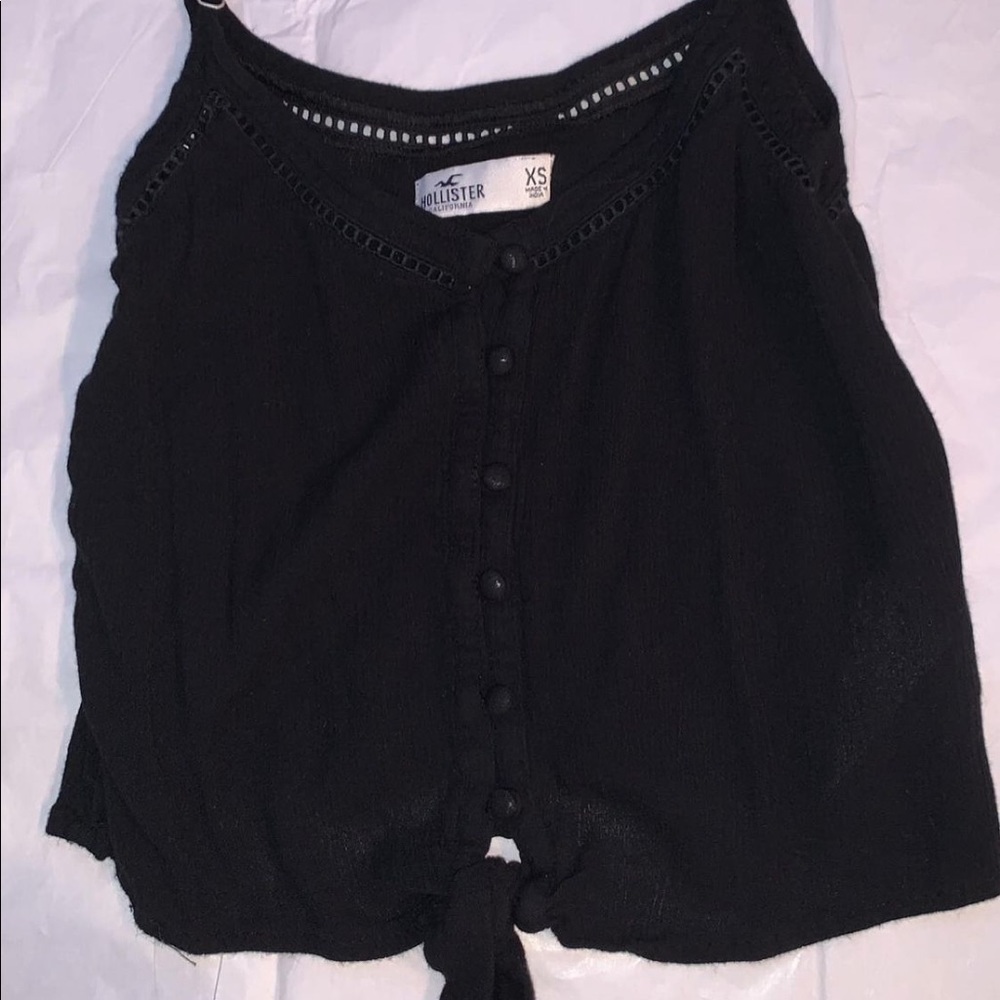 Hollister black tie front flowy tank